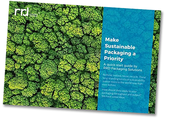 Top view of a dense green forest. Cover for Sustainable Packaging Guide